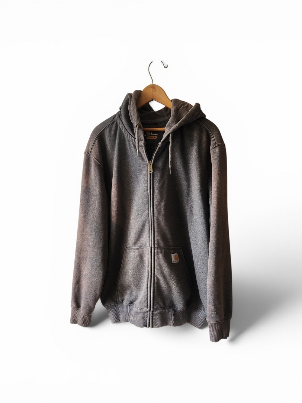 Carhartt Men's Dark Gray Full-Zip Hoodie Large Workwear Has stains See pictures